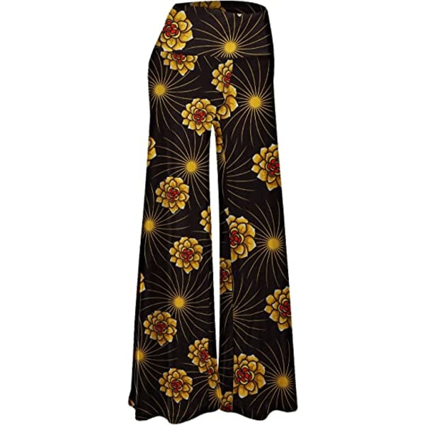 Elastiska byxor med vida ben för kvinnor (Golden Flower)