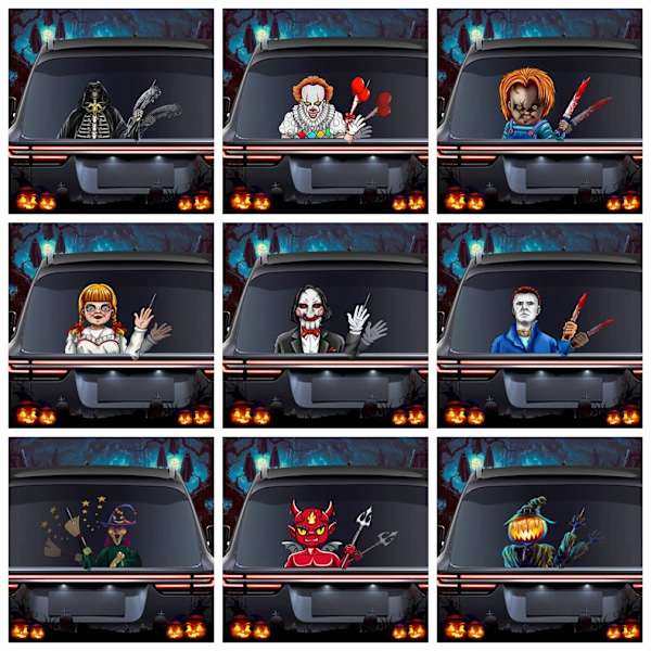 (1 paketti) Halloween-pyyhin Tarra Irrotettava auton takalasin pyyhin Tarra Auton tarra koristelu (Jason pyyhin)