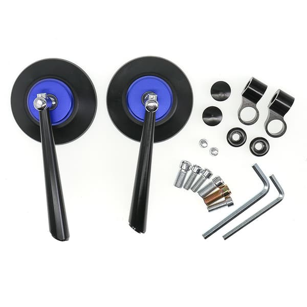 3.14'' Motorcykel Retro Rundt Bakview Spejl med Montering Bolt - Sort Blå (En Pakke)