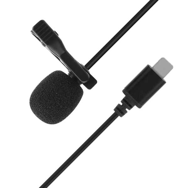 MOVINGMIG Intervjumikrofon Telefon Live Professionell Inspelningskrage Klämma Mikrofon för IOS-kontakt