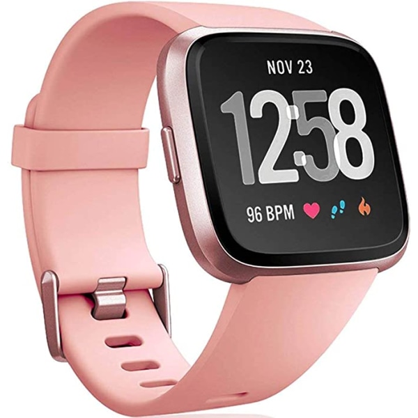 Den smarte klokkestroppen er kompatibel med Fitbit versa Smartwatch, versa 2 og versa Lite se klokker for kvinner og menn（ Peach-S）