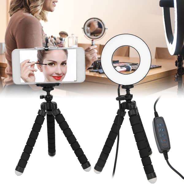 Rund LED Live Streaming Ring Light Studio Fotografering Makeup Fyldlys med Holdere