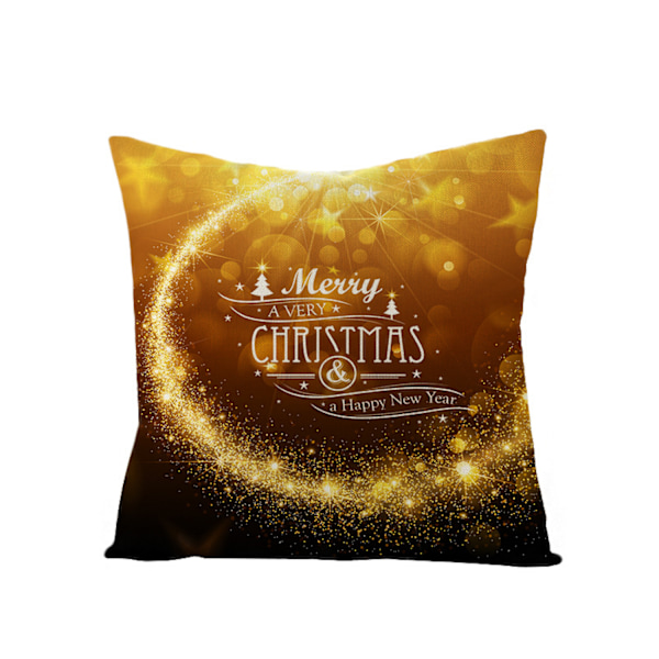 Jul Kasta Kuddfodral 18 x 18 Tum Jul Dekorationer Gyllene Seriefigur Tryck Linne Kuddfodral för Soffa Kuddfodral Soffa (Guld 30)