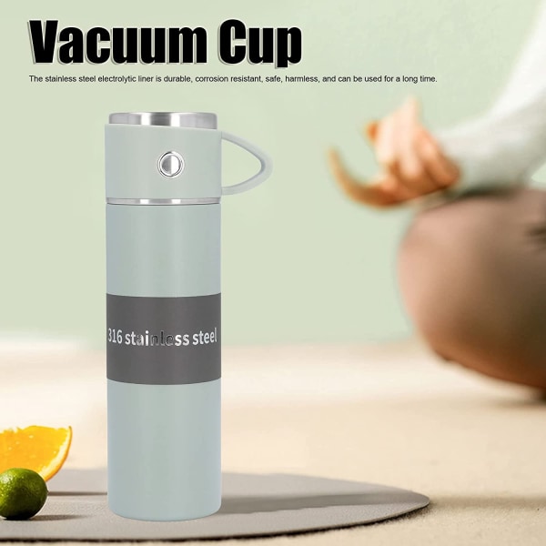 0.5L Paslanmaz Çelik Vakum Şişe İçme Şişesi Taşınabilir Hediye Su Bardağı Büyük Kapasiteli Açık Taşınabilir 316 Araba Su Bardağı (Yeşil)
