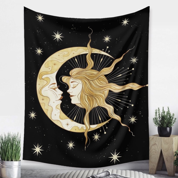 Tarot Moon Gobeläng Väggbonad Guld Stjärnhimmel Gobeläng för Sovrum Måne  (GT320002, 29 X 38 Tum)