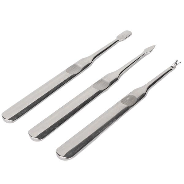 3-pack Nagelkutikula Trimmer i Rostfritt Stål Professionell Nagelkutikula Avlägsnare Pusher för Manikyr