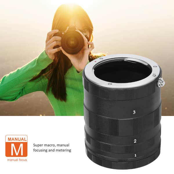 Metall svart nærbilde linsering makrofotografering forlengelsesadapterrør for Olympus M4/3-feste speilløst kamera