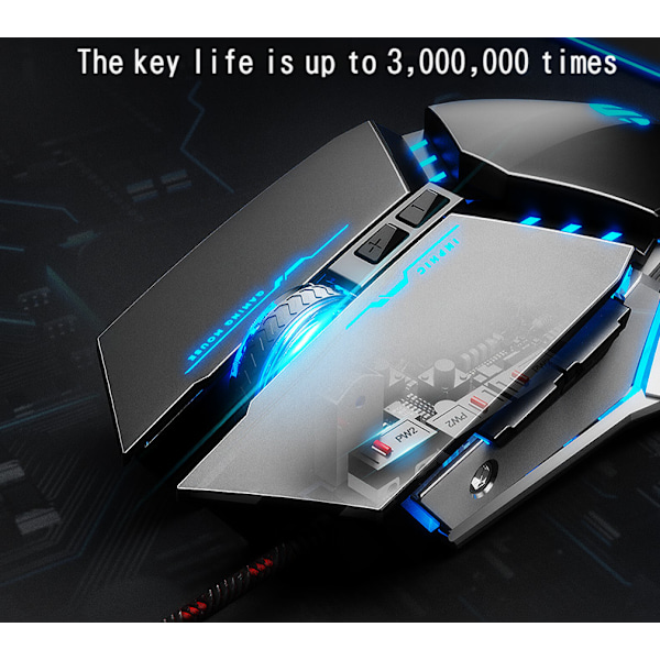 pw2 mekanisk gaming mus kablet computer gaming lysende makro programmering USB mus hjemmekontor Sort