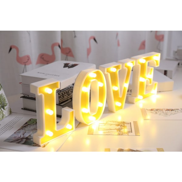 JUSTUP LED-bokstavlys, skilt med 26 gyldne alfabetlys, bokstavlys for bryllup, bursdagsfest, jul, hjem, bardekorasjon (gull 9)