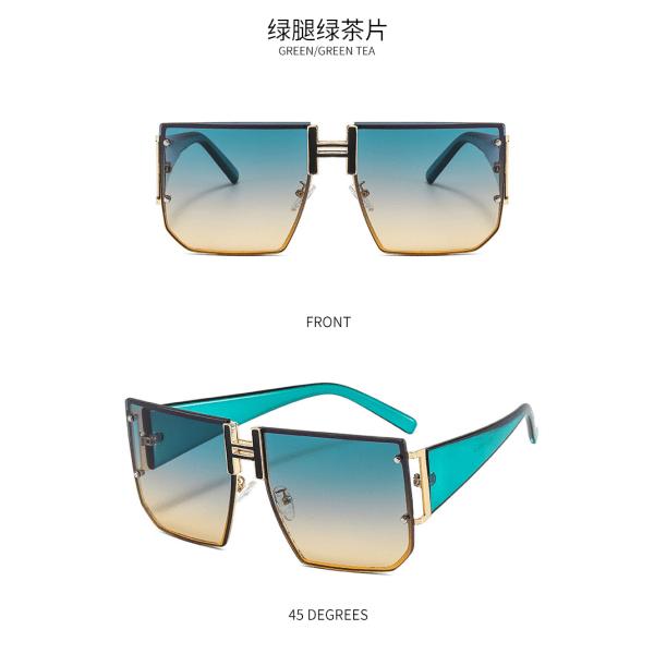 Retro Oversized Pilot Solglasögon Metallbåge för män Kvinnor Fyrkantiga solglasögon -Blå