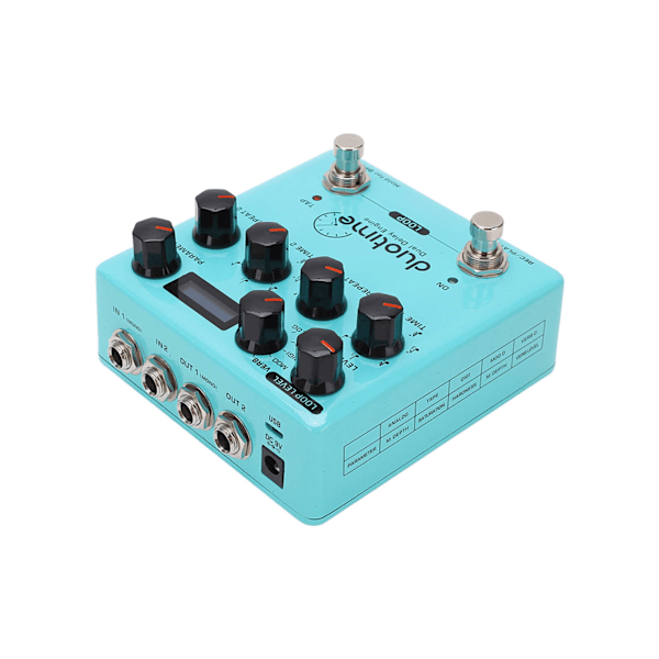 Dual Delay Engine Effekt Elektrisk Gitar Flere Modus Forsinkelser Pedal med 40 Sekunders Stereo Loop