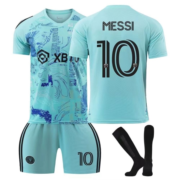 23/24 ny Miami fodboldtrøje med sokker - Messi størrelse 10-MESSI(blå)#M MESSI(blue) #M