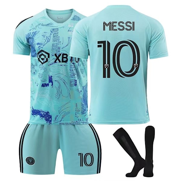 Ny Miami fotbollströja med strumpor 23/24 - Messi storlek 10-MESSI(blå)#16 MESSI(blue) #16