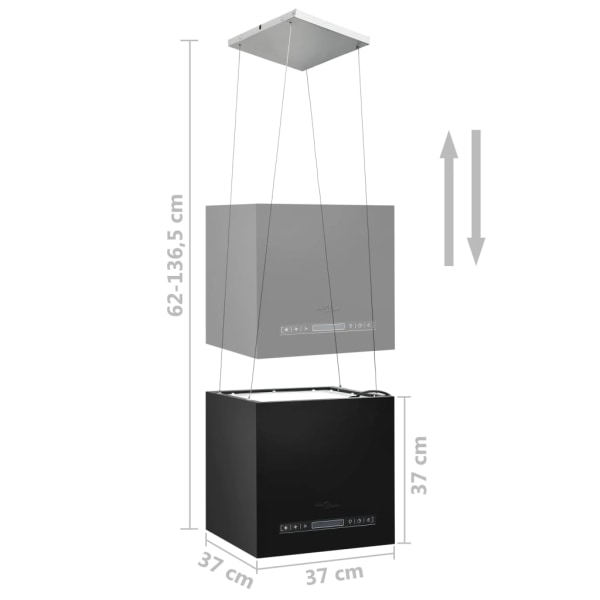 Hengende kjøkkenvifte med touchsensor LCD 37 cm pulverlakkert stål