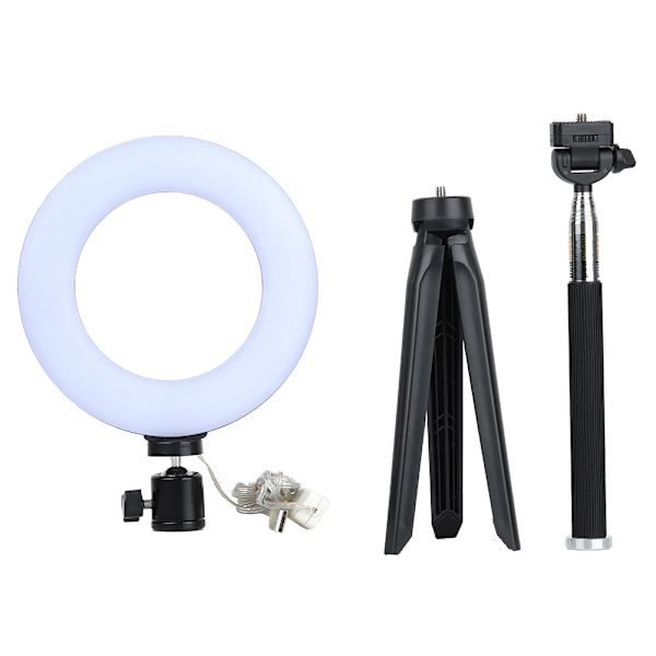6 tommers ringlys med dimbar LED-fylllys med stativ for video, livekamera og sminke