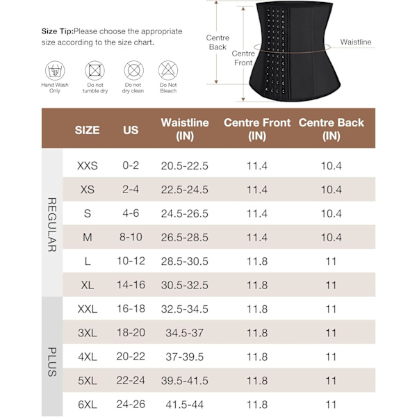 Taljetræner til kvinder Latex Talje Cincher Korset M black