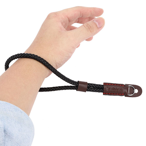 Nylon Svart Bärbar Universell Digitalkamera Ren Handgjord Rhombus Vävd Armband handledsrem
