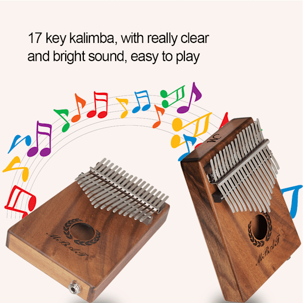 17-tangenters Kalimba i akasie - Mbira lommefingerpiano - Solid musikkinstrument