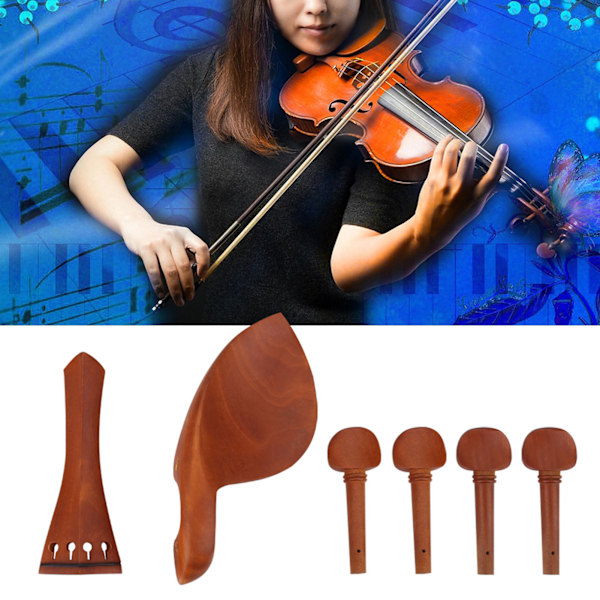 1 sæt Jujube træ violin dele 4/4 beslag hagestykke pinde strengeholder tunere endpin a   streng