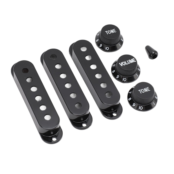Gitarr pickup-kåpa ratt set 6 hål enkel spole 2 ton 1 volym switch spets ersättningsdelar för Fender svart