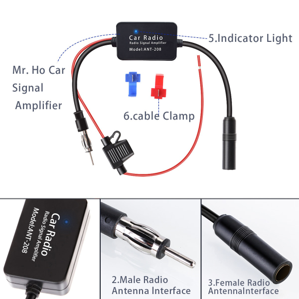 Antennförstärkare, Signal Booster Universal 12V Bil FM AM Radioantenn Signalmottagning Förstärkare Booster Hög Förstärkning Lågt Brus HD