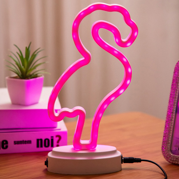 Flamingos LED Neon Nattljus Neonljusskylt Bordsdekoration Batteri&USB-driven Kreativa Belysningslampor Hem Bröllopsfest