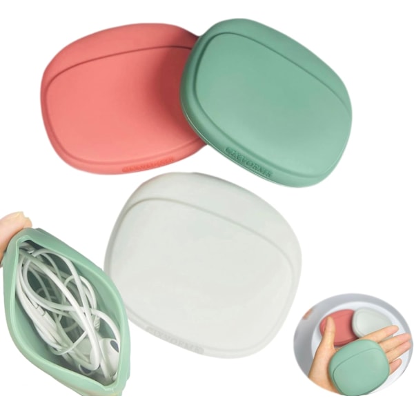 Silikone Hovedtelefon Organizer - Datakabel Opbevaringsetui - Mini Nøgleboks - Bærbar Ledningsført Headset Opbevaringspose Red-Grey-Green