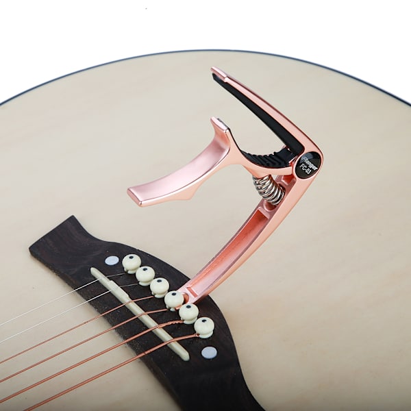 Enhands snabbväxlande metallklämma Capo Gear Pin Remover för akustisk folk gitarr (roséguld)