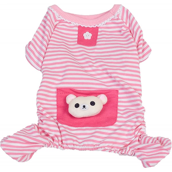 Kjæledyrhundeklær Katteklær Hundepyjamas Valpeklær Katteonesies Onesies Kjæledyr Bomull Stripet Klær Valpeklær (M Størrelse)
