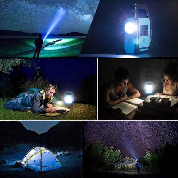Solar USB Genopladelig Lyseste COB LED Campinglanterne, Opladning af Enhed, Vandtæt Nødlygte LED-lys blue
