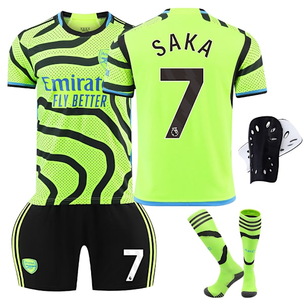 2324 Arsenal vieraspeli vihreä pelipaita setti sukat ja suojavarusteet No.7 SAKA XS