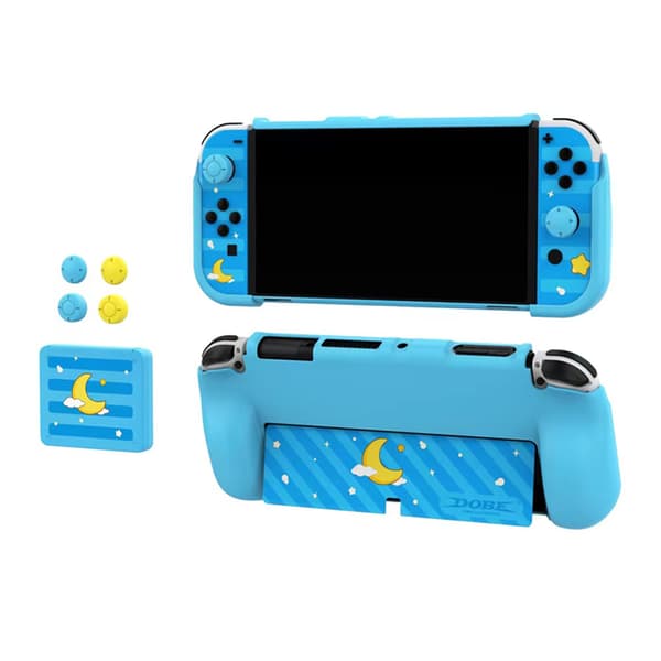 Til Nintendo Switch OLED Spilkonsol Mærkat + Konsol Cover + Kort Etui + Rocker Cap Sæt