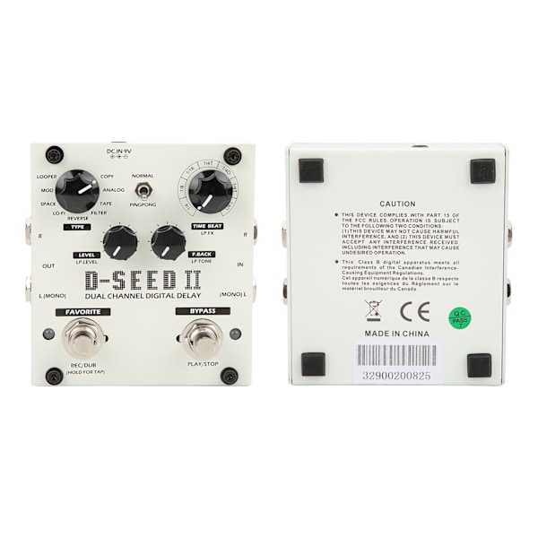 Multi Pedal Effekt 2 Kanals Digital Delay Stereo Looper 8 Moduser for Elektrisk Gitar