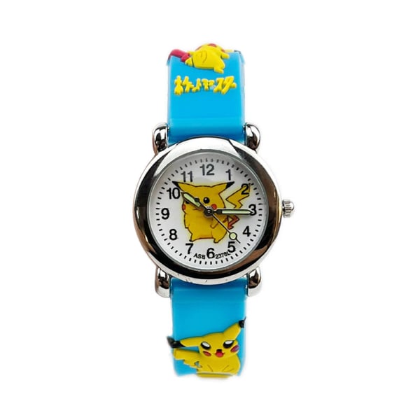 Children's watch Picasso quartz watch Boys and girls' time reading scale watch Light blue