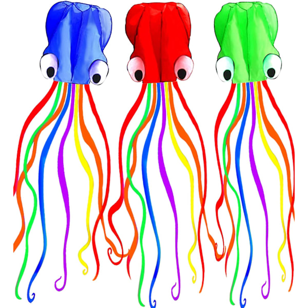 Kite Pakke 3 Farver Smuk Stor Nem Flyver Drage til Børn-Software Octopus-It'