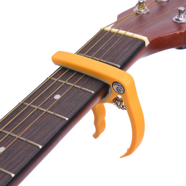 Plast Capo för Gitarr, Ställbar Capo för 4-6 Strängar Gitarr, Bas och Ukulele, Gul