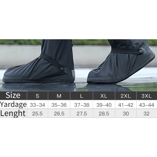 PVC-återanvändbara vattentäta skoöverdrag, tvättbara regnskoskydd med dragkedja för män kvinnor-vit (L)