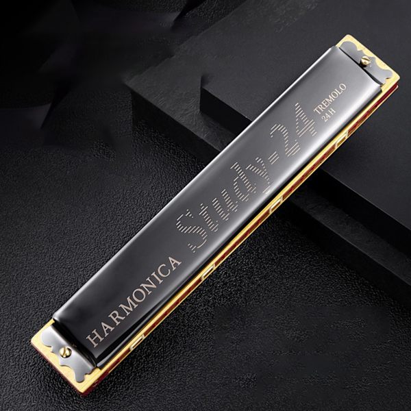 C-nøkkel munnspill 24 hull Resin speilpolering overflate god lufttetthet Tremolo munnspill for nybegynner sølv