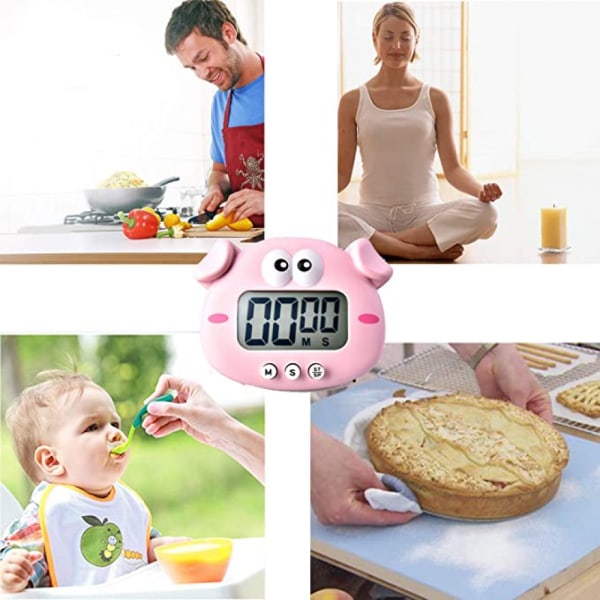 Kök Timer, Elektronisk Kök Timer Med Lcd-Display, Idealisk Kök Alarmklocka För Matlagning, Bakning.（Gris）