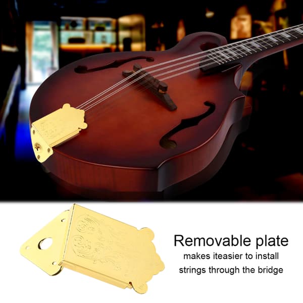 Mandolin Guitar Tailpiece med skrue Instrument Reservedel Tilbehør (Guld)