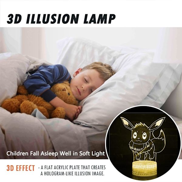 WJ 3D Natlys Lille Ræv 16 Farver Skiftelig LED Illusion Skrivebordslampe med Fjernbetjening Værelse Dekoration Fødselsdagsgaver