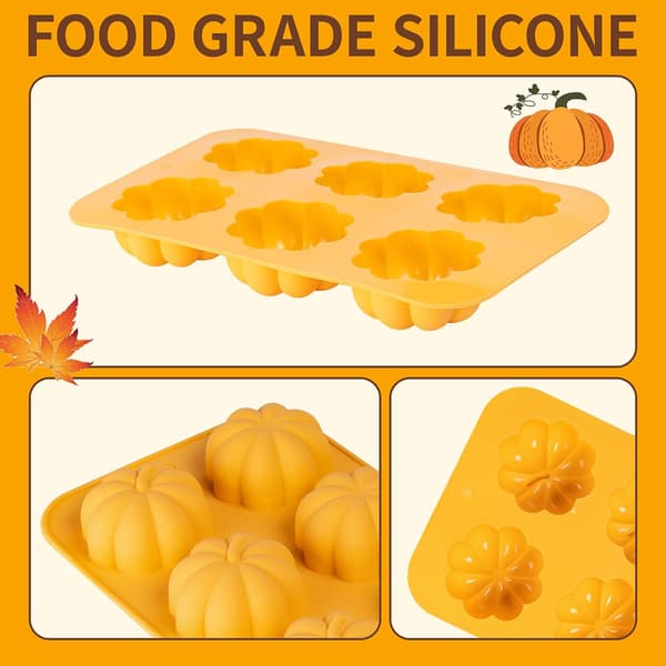 3 pakker silikone græskarforme, 3D græskarformede forme til muffins, cake pops, gelé, chokolade, bomber, badebomber, vokslys, ideel 3pcs yellow