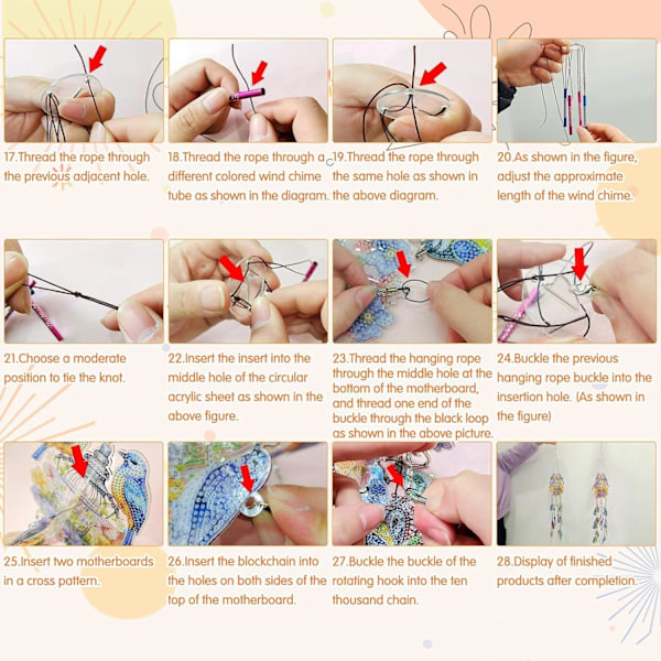 Diamantmålning Vindspel, Solfångare Konst Vindspel Kit Dubbelsidig 5D Fjäril och Kolibri Hängande Ornament för Vuxna Butterfly C