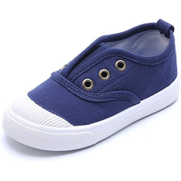 Pojkars och flickors canvas lätta slip-on sneakers löparskor ---- Blå （Storlek 34）