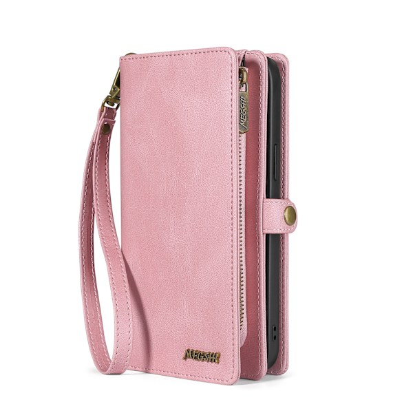 Wallet Case til iPhone 13 Pro, Holdbart PU Læder Lanyard Rem Håndledsrem Lynlås Kort Holder Telefon Cover