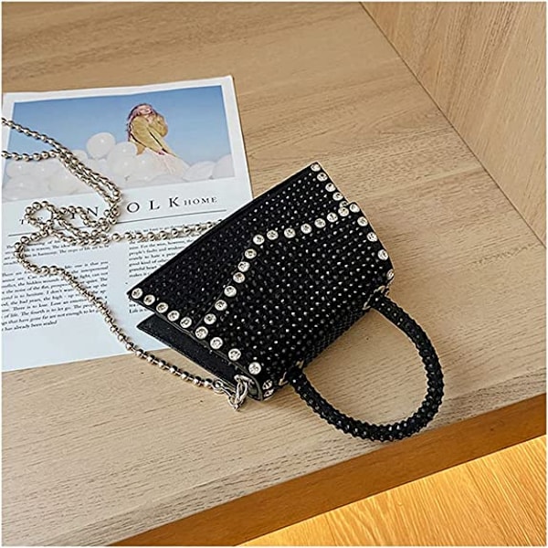 Bling Krystall Crossbody Chain Kveldsveske Topphåndvesker Glitter Rhinestone Håndveske Festklubb Clutch Veske for Kvinner