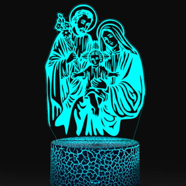 WJ 3D Jungfru Maria Nattljus led lampa Illusion 7 färgskiftande Touch Switch Bord Skrivbordsdekoration Lampor Födelsedagspresent Akrylsockel USB kabelleksak