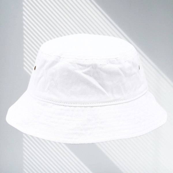 Denim Bucket Hat Unisex Solhatt Bred Bremskjerm Bucket Hat Herre Dame Tenåring Utendørs (Hvit)