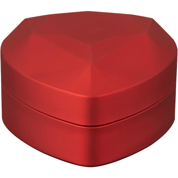 Hjärtformad LED-ring presentförpackning med sammetsinredning - Elegant smyckeskrin för bröllop, förlovning, frieri, födelsedag & årsdag red