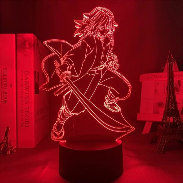 WJ Anime Nattljus 3D Kimetsu No Yaiba Tomioka Giyuu Figur Akryl Led Nattljus för barn Barn Sovrum Dekor 16 färgkonvertering Lampa